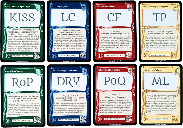 Doppelset Software Design Cards – Karten mit Design-Prinzipien, überzeugenden Argumenten und Moderat