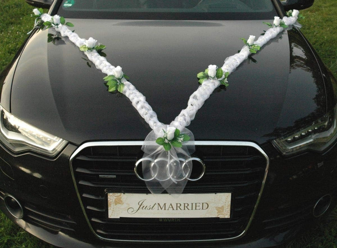 Sonder Organza Girlande Braut Paar Rose Deko Dekoration Hochzeit Car Auto Wedding ®Auto-schmuck Deko