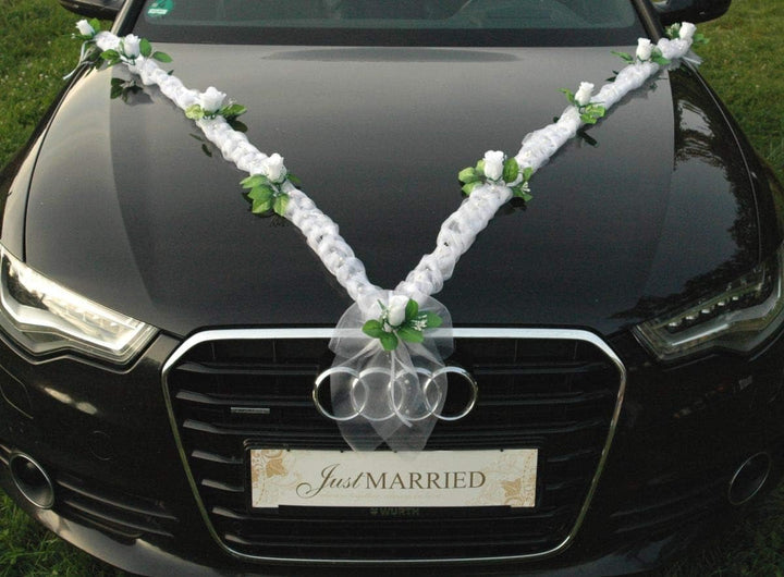 Sonder Organza Girlande Braut Paar Rose Deko Dekoration Hochzeit Car Auto Wedding ®Auto-schmuck Deko