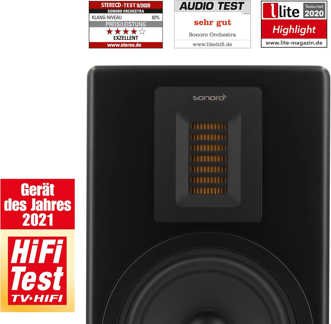 sonoro Orchestra Regallautsprecher Set (2 Wege Bassreflex, Holzgehäuse, perfekte Ergänzung zum Maest