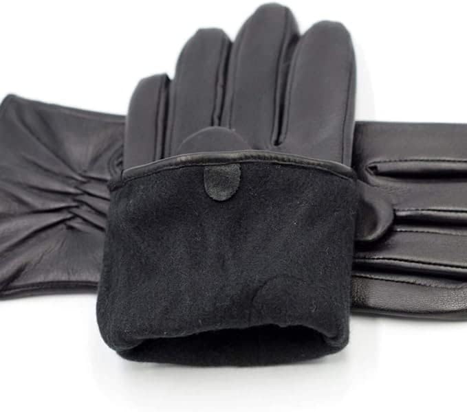 ZLUXURQ Damen Leder Handschuhe echtes Lammleder und mit Kaschmir Wolle gefütterte warme Winter Hands