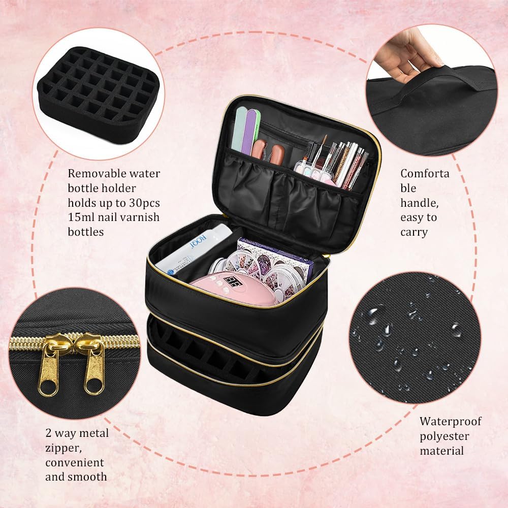 Nagellack Aufbewahrung Tasche Doppelschicht Nagellacktasche Schwarz Nagel Taschen Nagellack Organize