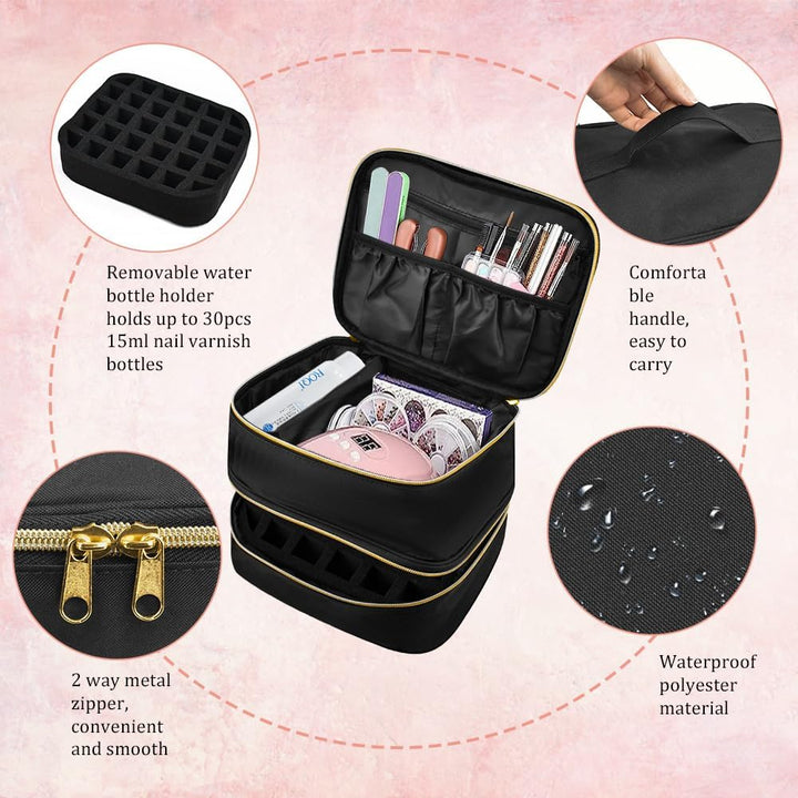 Nagellack Aufbewahrung Tasche Doppelschicht Nagellacktasche Schwarz Nagel Taschen Nagellack Organize
