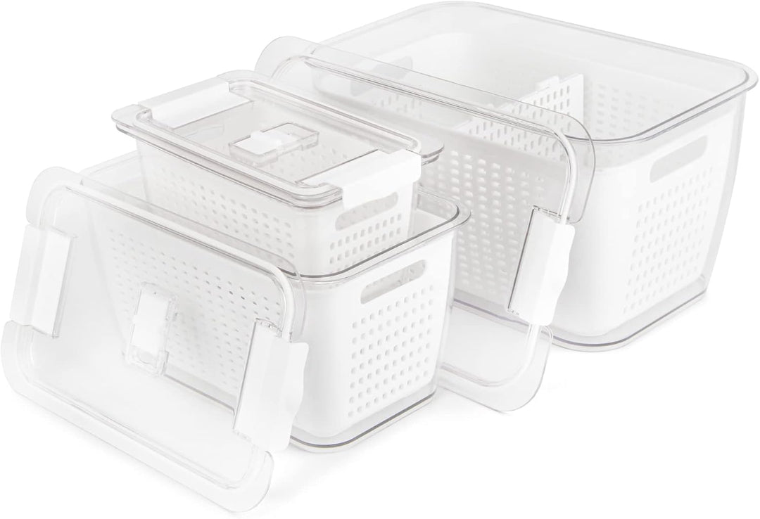 Spesh Frischhaltedosen Set Kühlschrank Organizer Vorratsdosen 3er-Set (2L+4L+5.8L) Kunststoff mit De