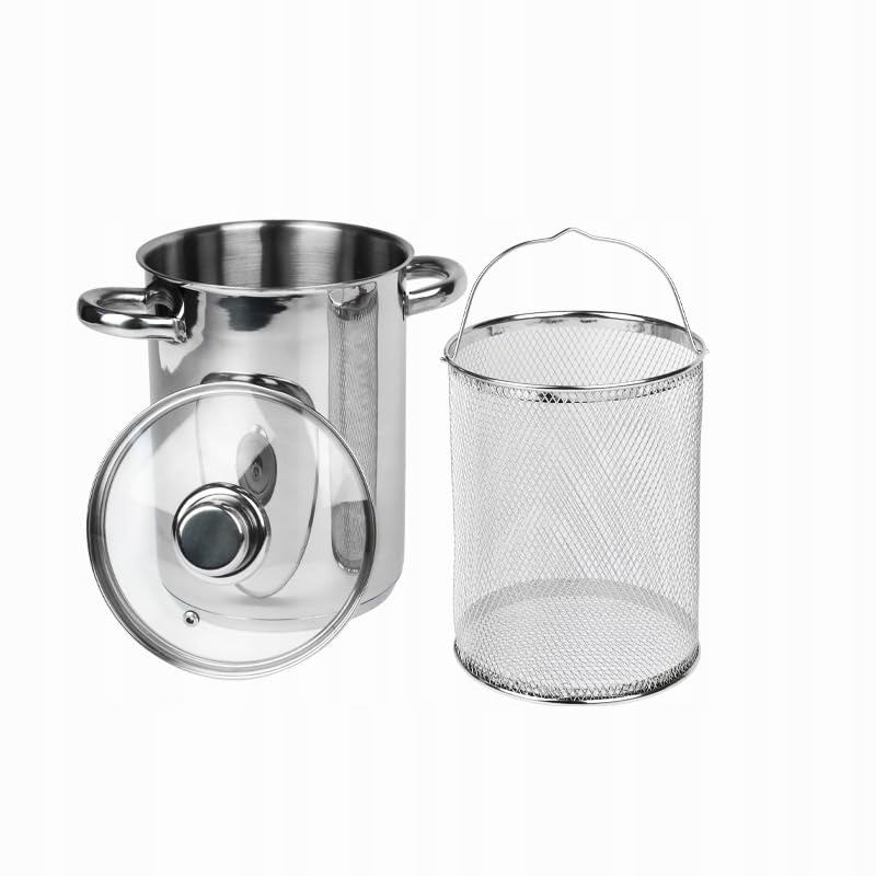 Edelstahl Spargeltopf 4L Kochtopf mit Siebeinsatz Glasdeckel Induktion Spaghettitopf Nudeltopf Gemüs