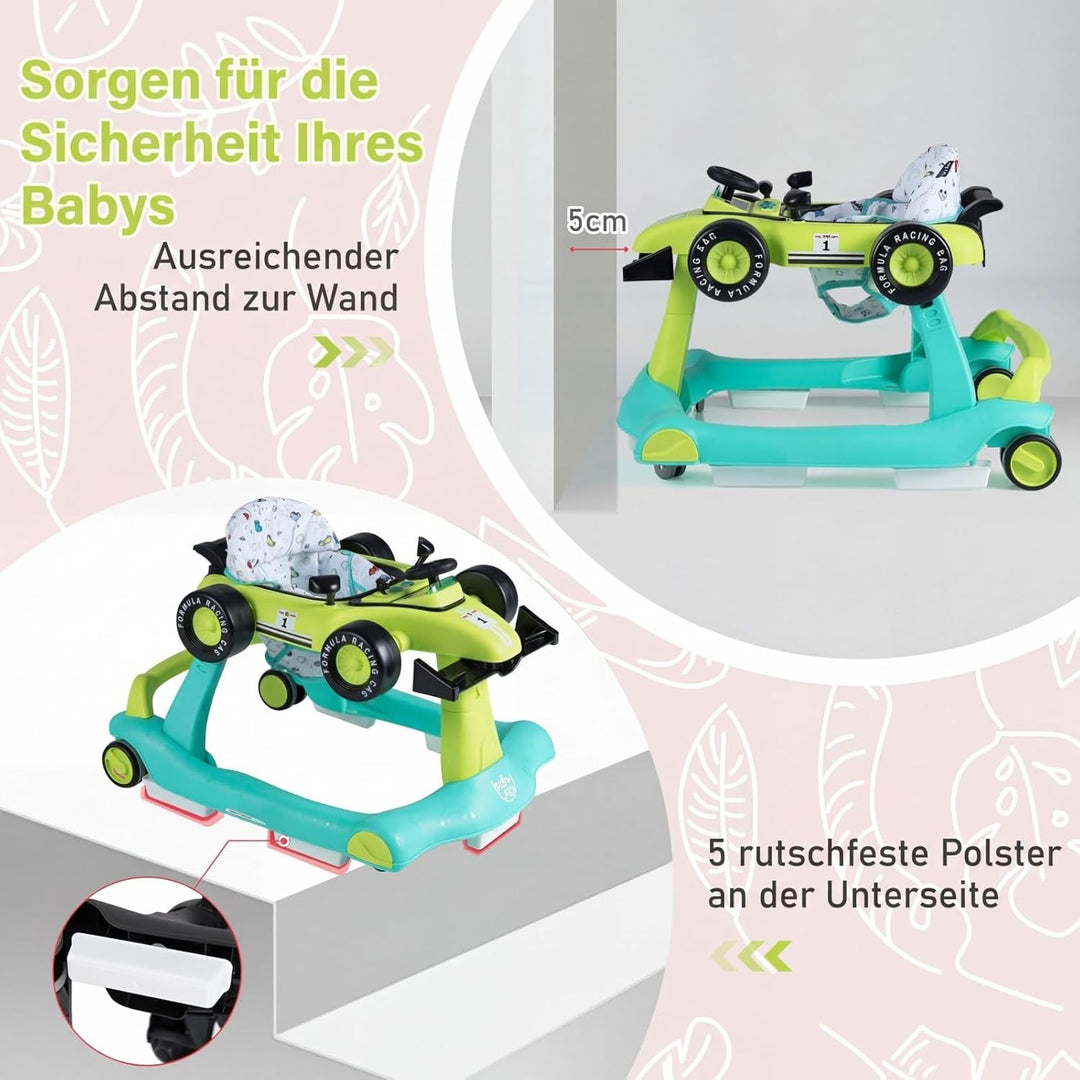 COSTWAY 4 in 1 Lauflernhilfe, Lauflernwagen klappbar mit verstellbarer Höhe & Geschwindigkeit, Baby