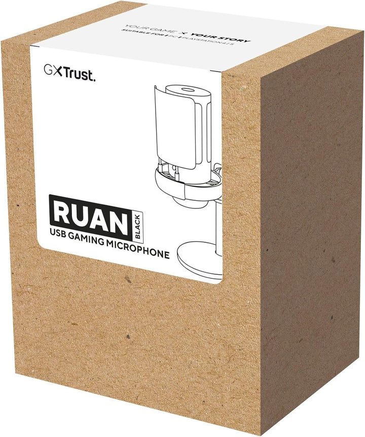 GXTrust Ruan USB Gaming Mikrofon mit RGB Beleuchtung, Schwarz | Nierencharakteristik, Pop-Filter, St