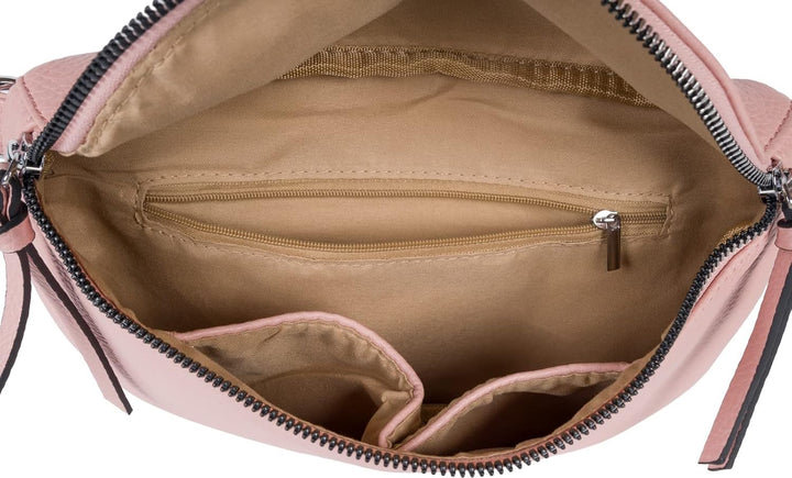 styleBREAKER Damen Halbmond Crossbody Schultertaschen Set 2-Teilig, Schultergurt mit Zick-Zack Raute