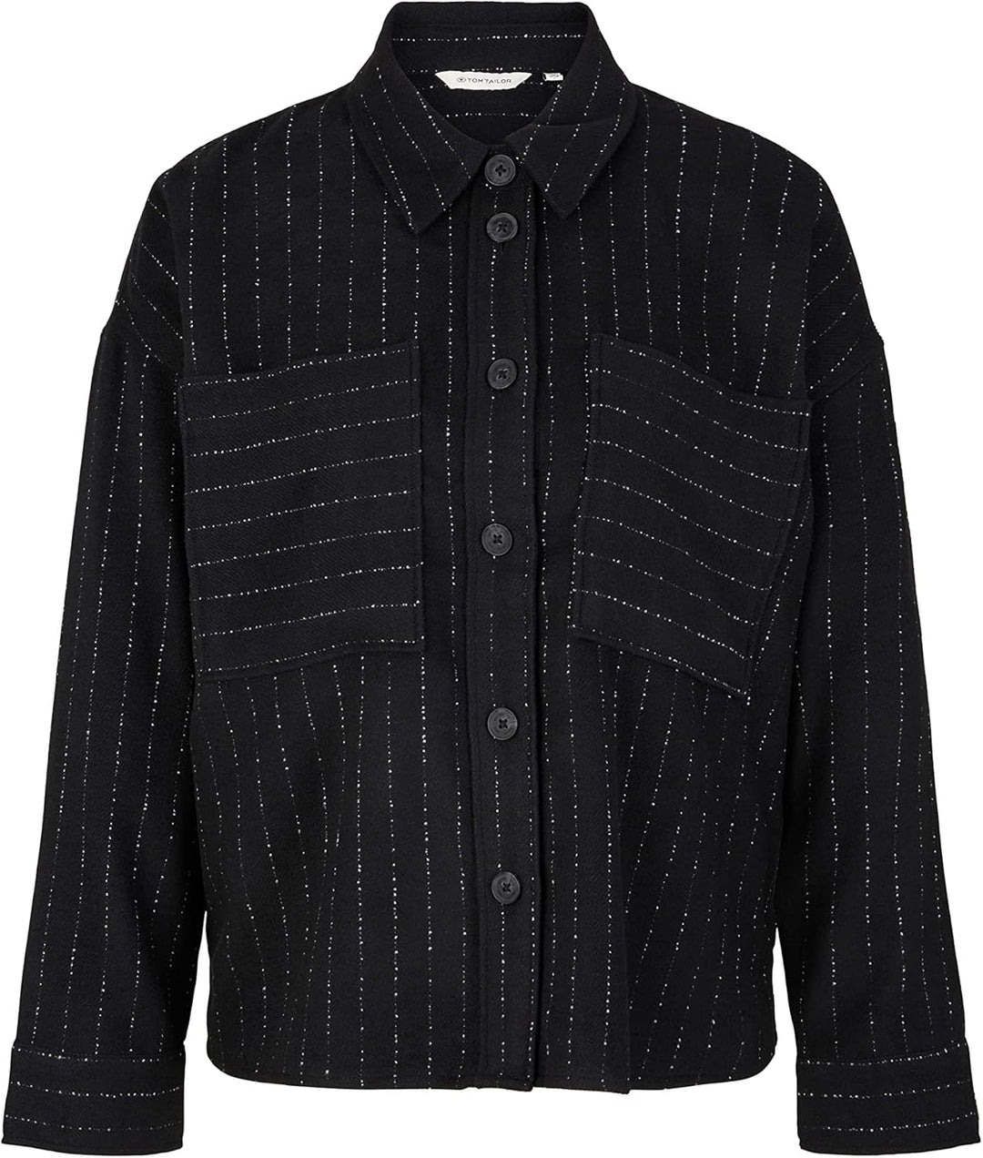TOM TAILOR Damen Overshirt mit Streifen 36 30718 - Black Irregular Pin Stripe, 36 30718 - Black Irre