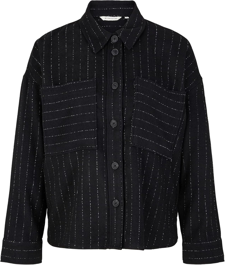 TOM TAILOR Damen Overshirt mit Streifen 36 30718 - Black Irregular Pin Stripe, 36 30718 - Black Irre