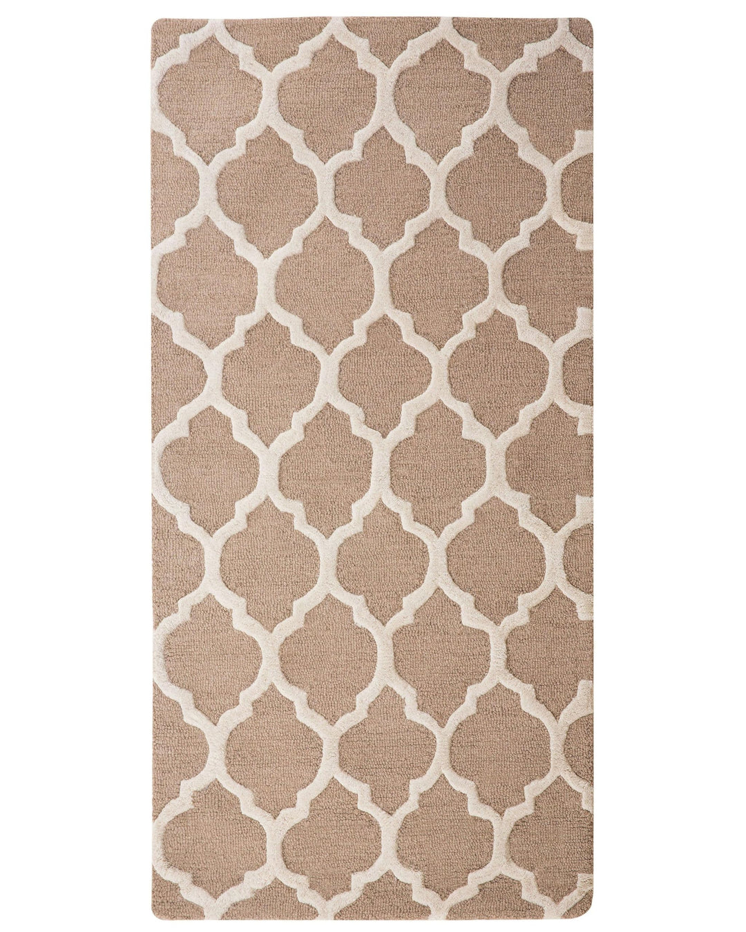 Teppich beige marokkanisches Muster 80 x 150 cm handgetuftet Erbaa