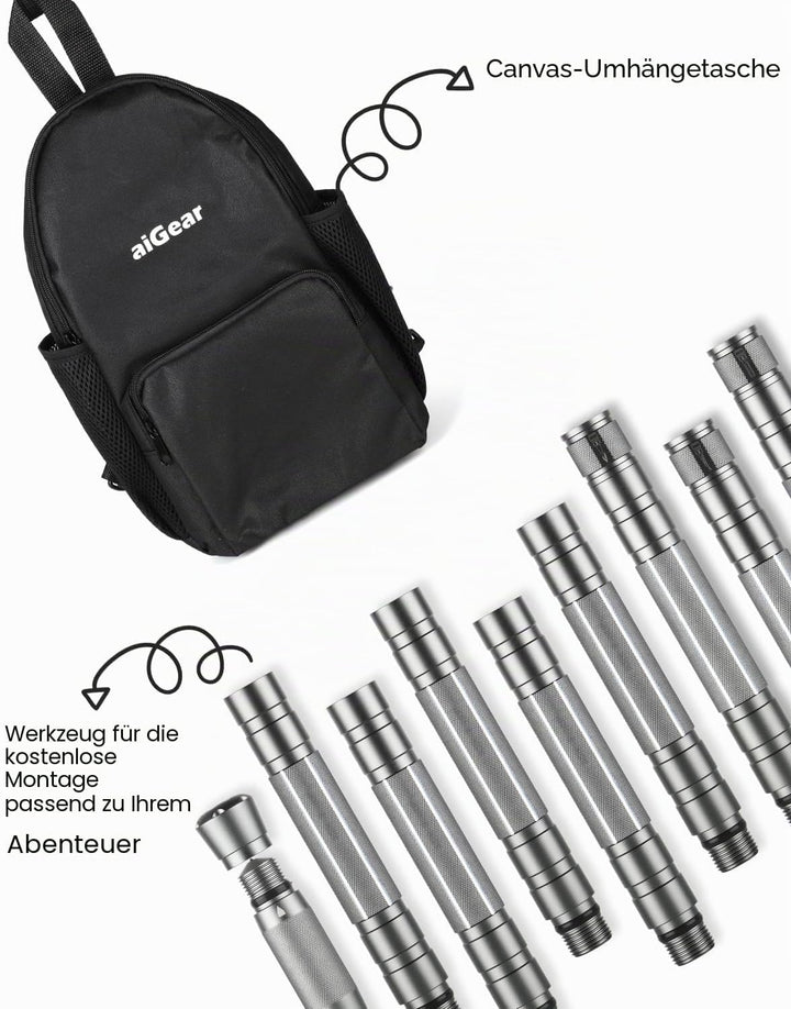 aiGear Wanderstöcke 5/6/7/8 Rohres Schwarz Aluminium mit 3 Wandern Zubehörs Grau ‎5 Tubes/39", Grau