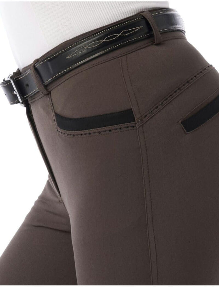 Equi-Theme Damen Reithose Silikon Kniebesatz SAFIR in 4 edlen Farben 38 Braun/Schwarz, 38 Braun/Schw