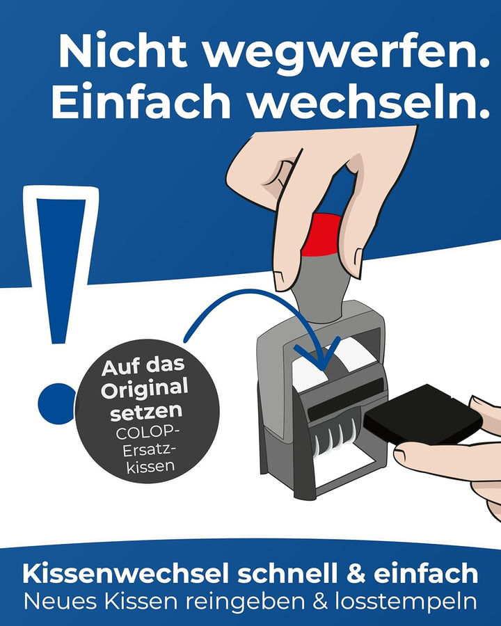 Colop 2660 Datumstempel mit Text EINGEGANGEN Datum deutsch Abdruck blau/rot im Karton 135867 klein