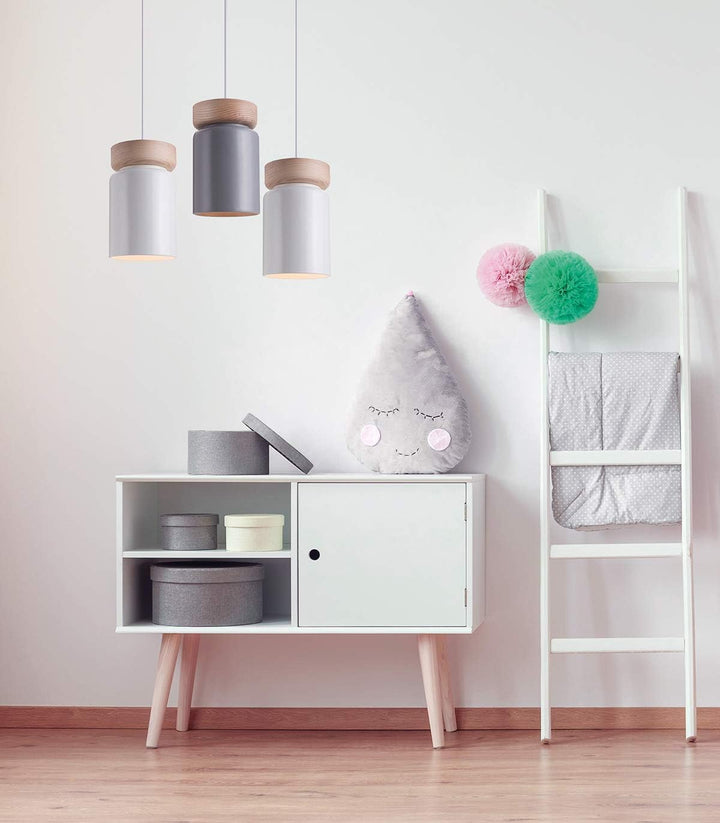 Lussiol 250560 Hängeleuchte, Keramik/Holz, 40 W, Weiss