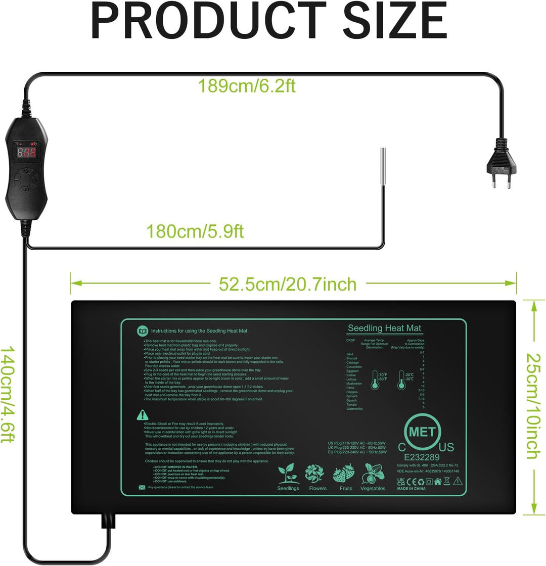 Heizmatte Pflanzen Mit Thermostat, Heizmatte Mit Thermostat, Digitales Heizmatte Gewächshaus, Zimmer