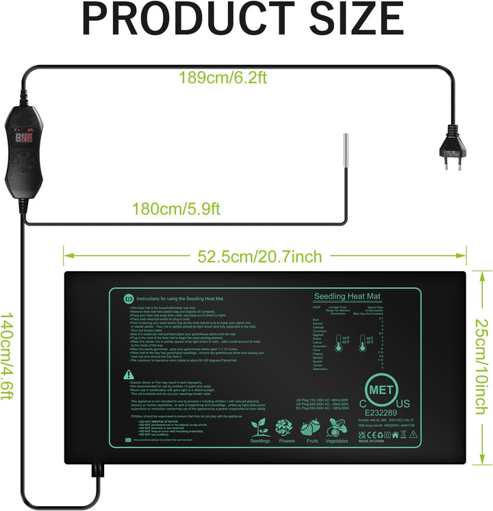 Heizmatte Pflanzen Mit Thermostat, Heizmatte Mit Thermostat, Digitales Heizmatte Gewächshaus, Zimmer