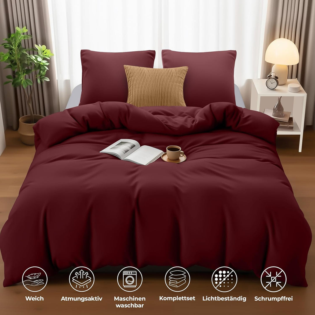 Utopia Bedding Bettwäsche 220x240 Set - Mikrofaser Bettbezug 240x220 cm + 2 Kissenbezüge 65x65 cm -