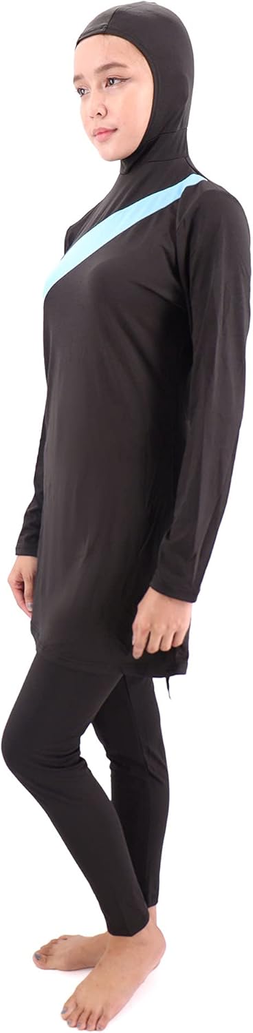 Musuly Burkini Badeanzug Mit Schleier 36 Schwarz und Himmelblau, 36 Schwarz und Himmelblau