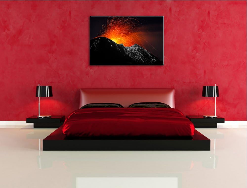 Dark spektakulärer Vulkanausbruch schwarz/weiss Format: 100x70auf Leinwand, XXL riesige Bilder ferti