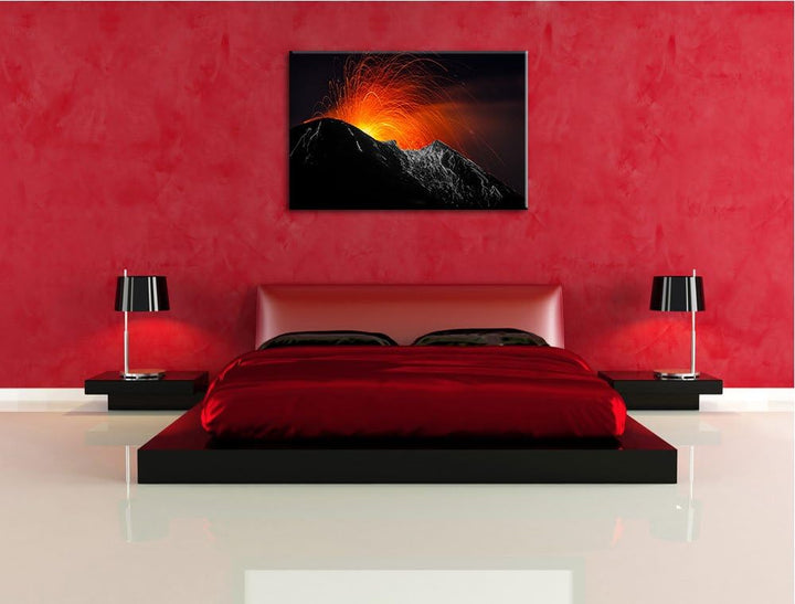 Dark spektakulärer Vulkanausbruch schwarz/weiss Format: 100x70auf Leinwand, XXL riesige Bilder ferti