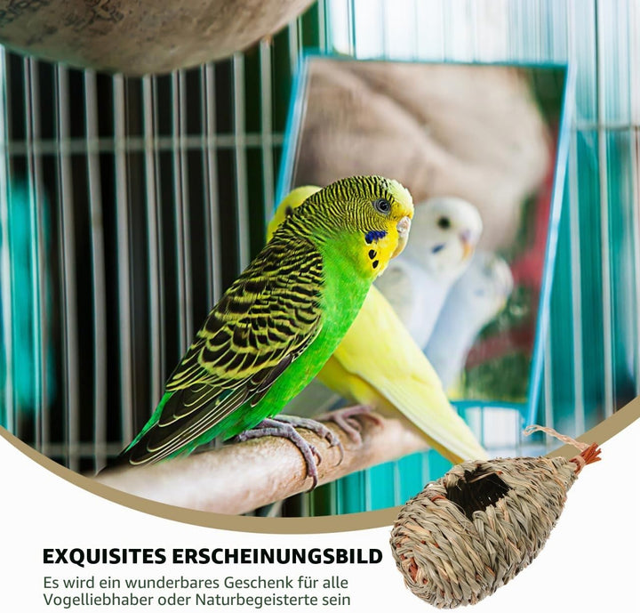 2st Vogelnest Aus Stroh Fenster Vogelnest Vogel Im Freien Meise Strohvogel Papageienspielzeug Vogelh