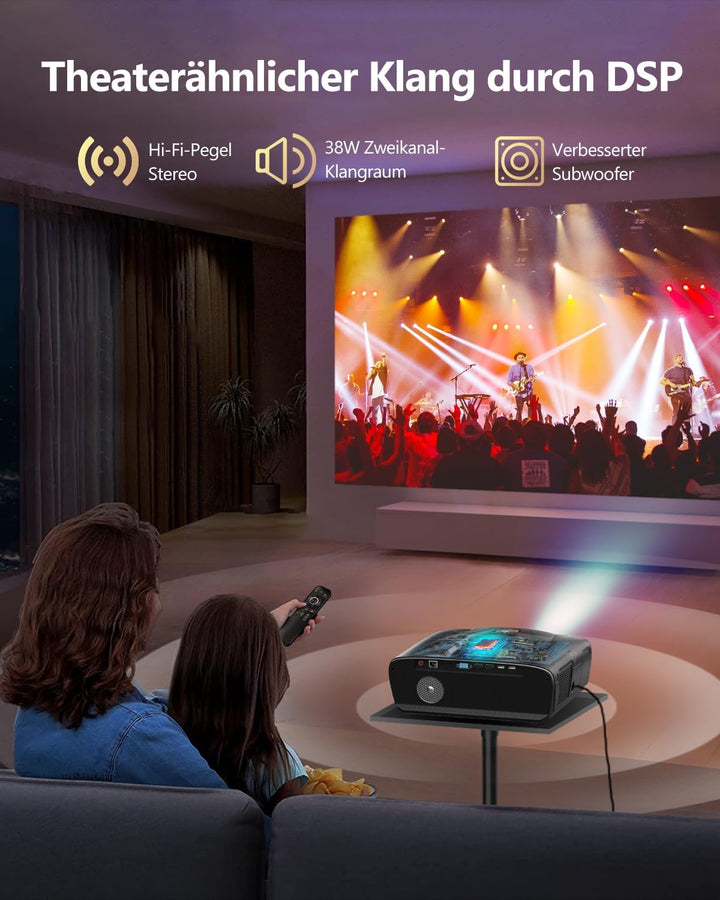 4K Beamer Ultra HD 2300ANSI Tageslicht Projektor Heimkino HDR10 WiFi6 Bluetooth NFC Smart Android Be