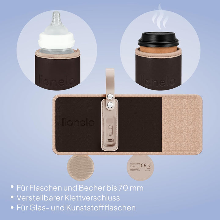 LIONELO Thermup Go Tragbarer Babyflaschenwärmer USB-C, Flaschenwärmer Unterwegs & Auto, 24h Warmhalt