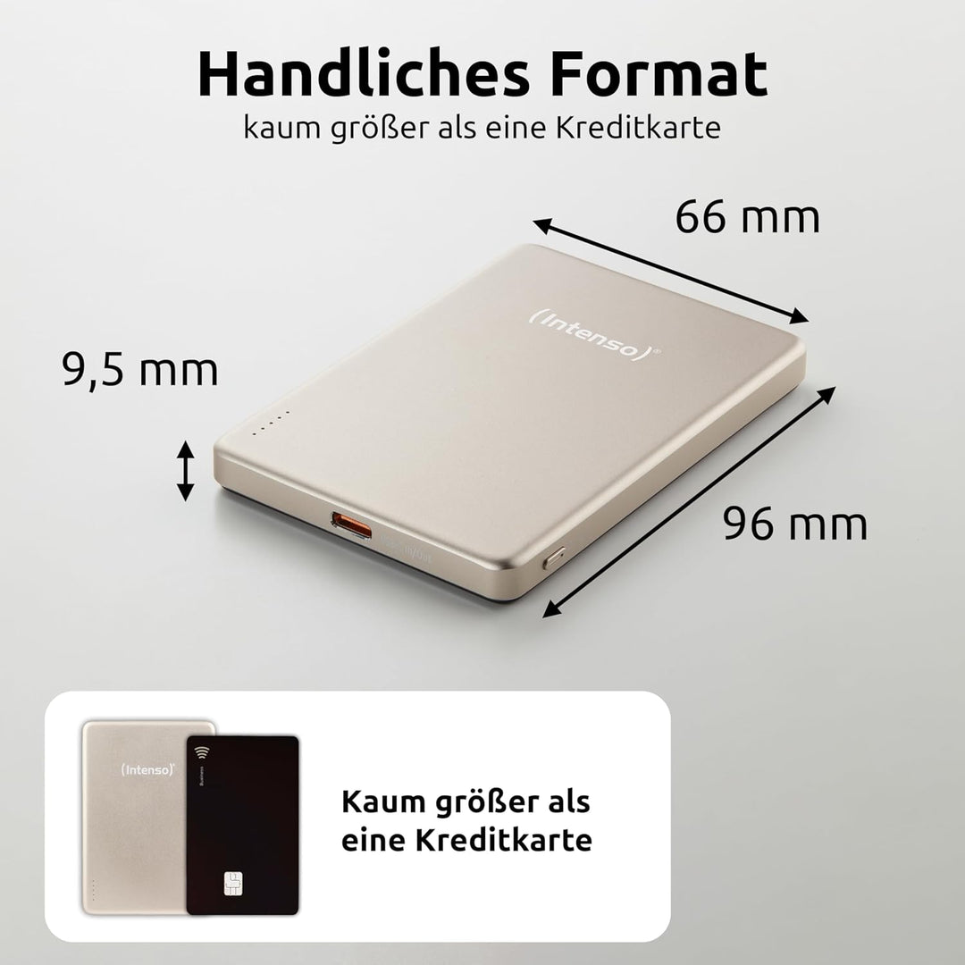 Intenso MW5000 Magnetische Powerbank 5000 mAh – MagSafe kompatibel, Wireless Charging 15W, USB-C PD
