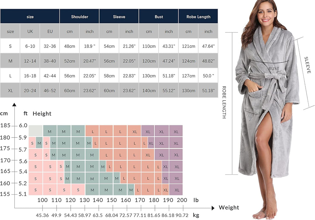 Vlazom Winter Bademantel weicher Flanell Bademantel Damen Saunamantel mit Kapuze flauschiger Morgenm