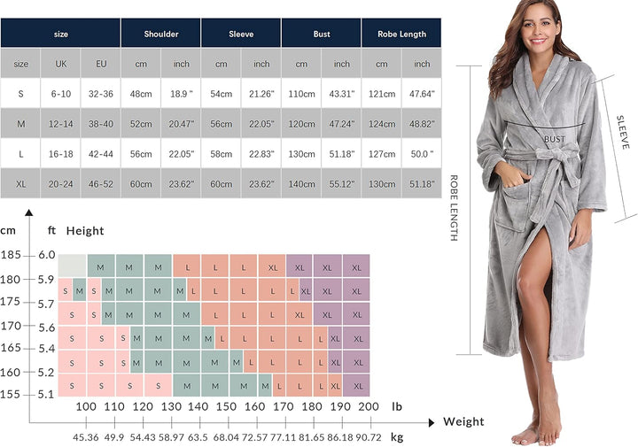 Vlazom Winter Bademantel weicher Flanell Bademantel Damen Saunamantel mit Kapuze flauschiger Morgenm