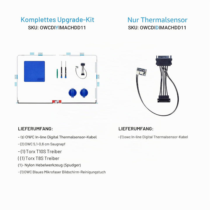OWC Inline-Kabel für die Aufrüstung des digitalen Thermosensor-Festplattenkabels und Installationswe