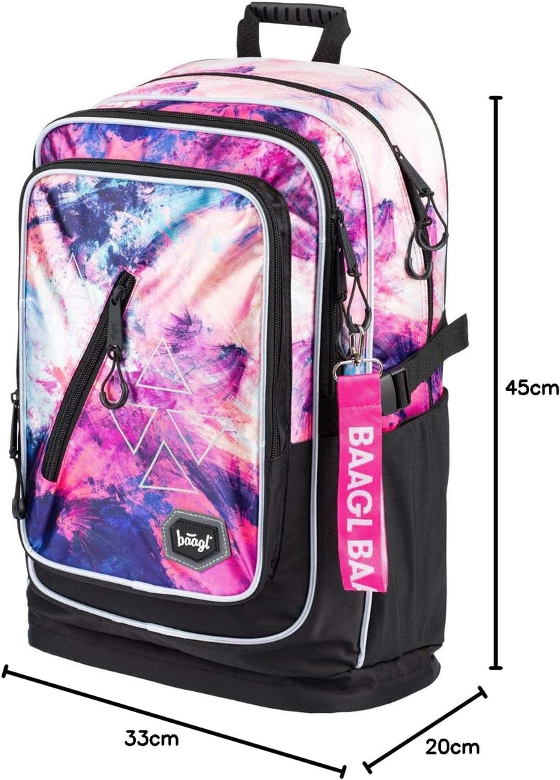 Schulrucksack Set Mädchen 3 Teilig - Schultasche ab 3. Klasse - Grundschule Ranzen mit Brustgurt - E