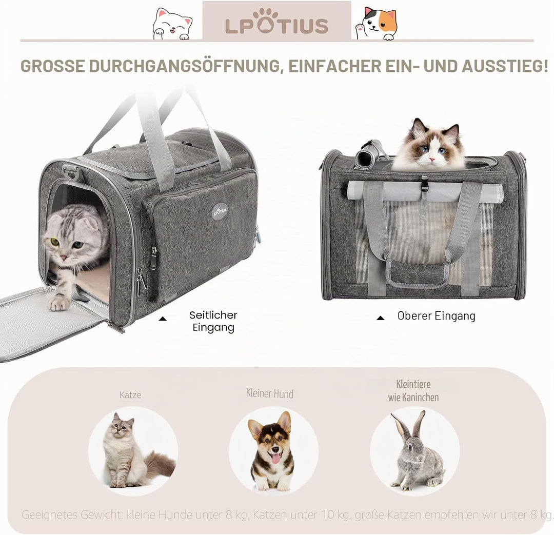 Transporttasche für Katzen, Tragetaschen für Hunde, atmungsaktiv und faltbar, Transportbox für Katze