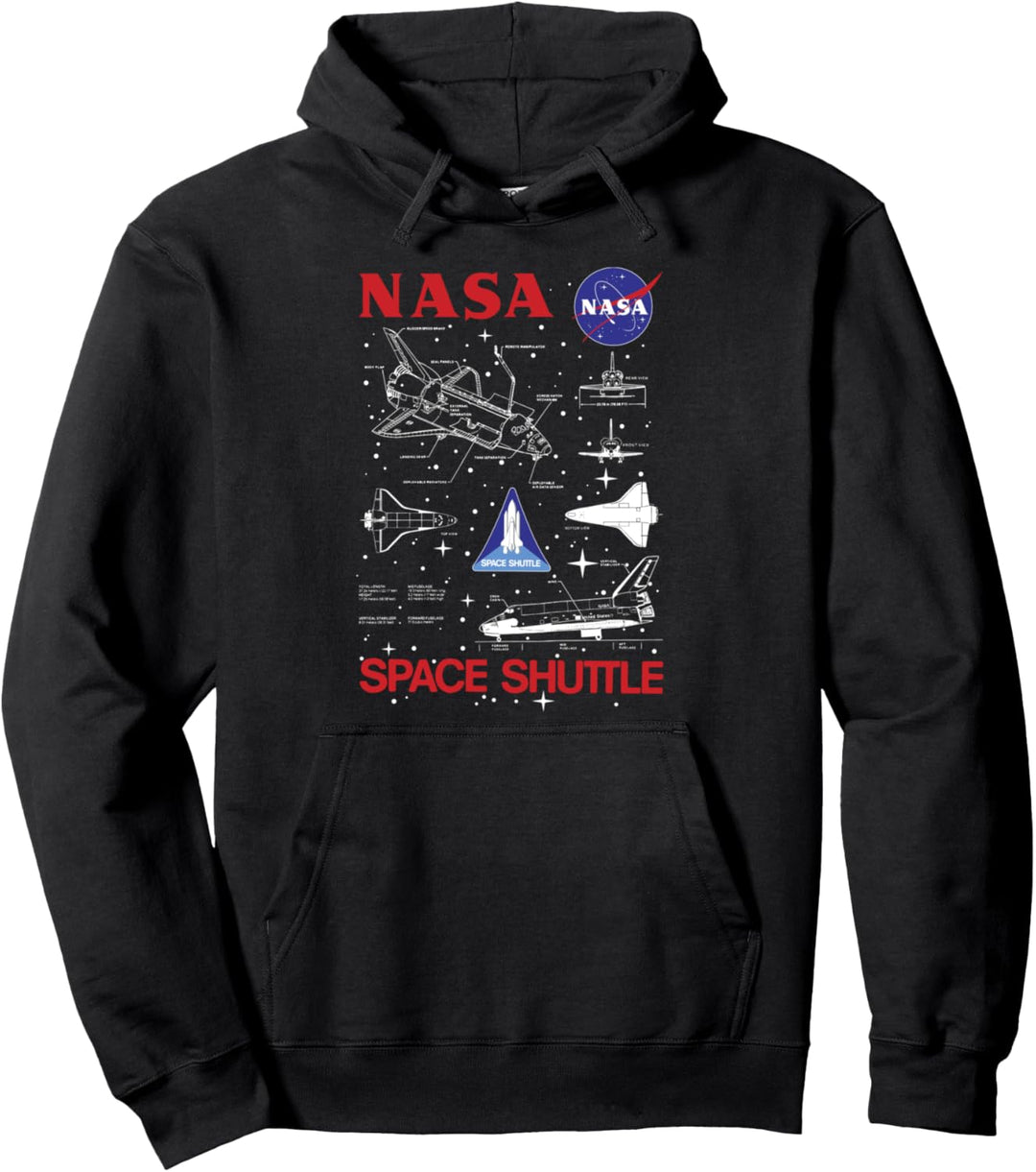 NASA Space Shuttle Blueprint Text Poster Pullover Hoodie