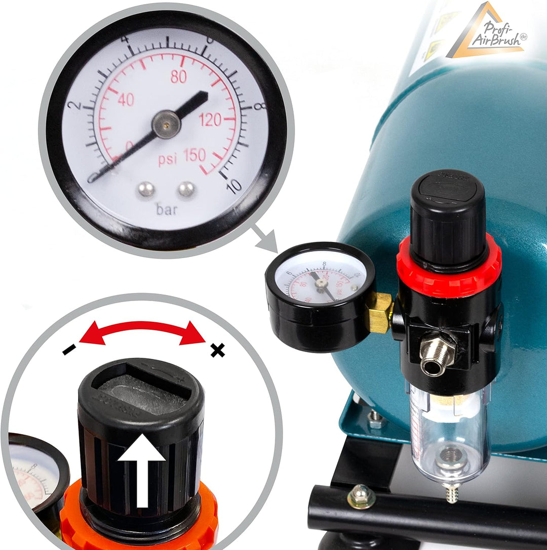 Airbrush Kompressor Duo-Power Efficient - Das Airbrush-Kit mit Doppel/Zweizylinder mit Schutzgehäuse