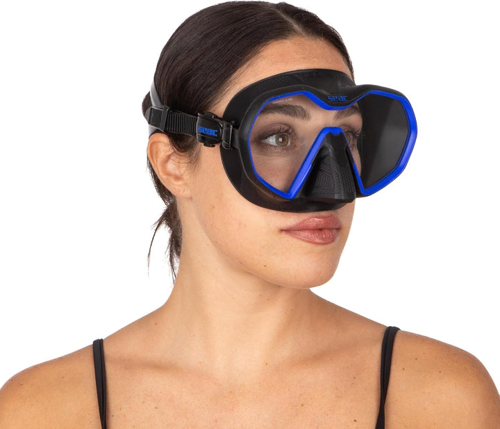 Seac Icona, rahmenlose Einglas-Tauchmaske, 100% Made in Italy schwarz/blau, schwarz/blau