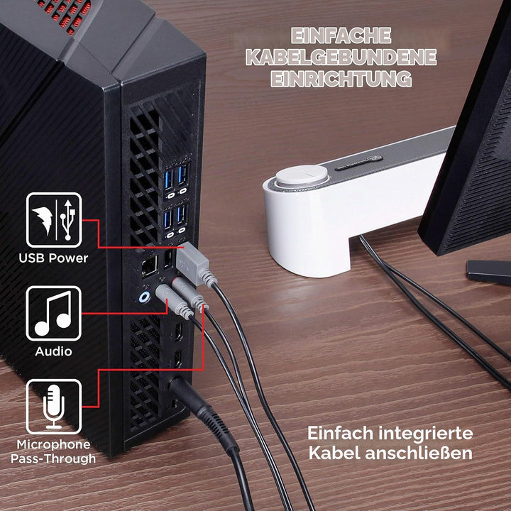 GOgroove Soundbar für PC Lautsprecher für Computer: Tragbarer 2.0 Stereo Speaker mit Eingebauten Sou