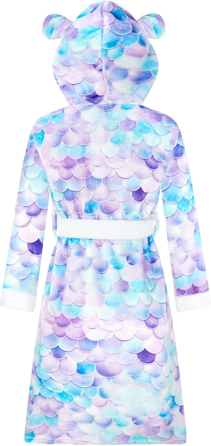 WYTbaby Bademantel Kinder Mädchen Flauschig Fleece bademantel mädchen Lange Ärmel Kinderbademantel m