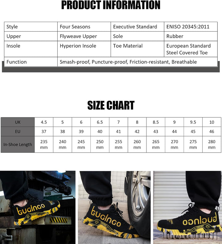 artSew Sicherheitsschuhe Herren Arbeitsschuhe S3 Damen Leichte Stahlkappenschuhe rutschfeste Sportli