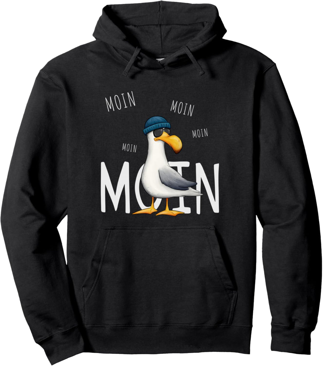 Moin Moin Lässige Hipster Möwe mit Sonnenbrille Pullover Hoodie