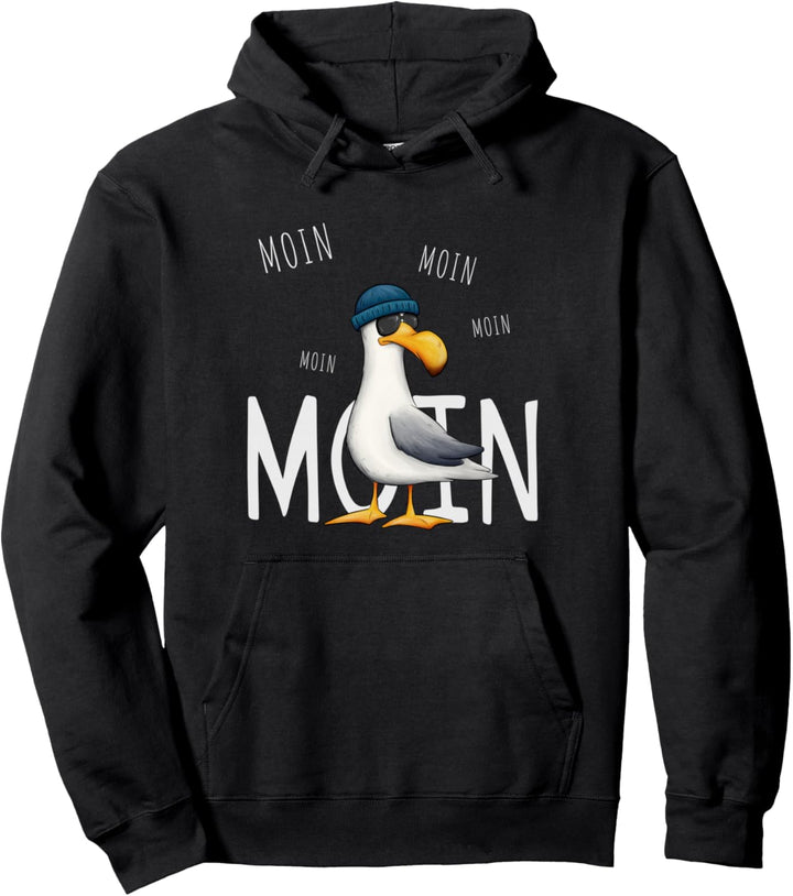 Moin Moin Lässige Hipster Möwe mit Sonnenbrille Pullover Hoodie