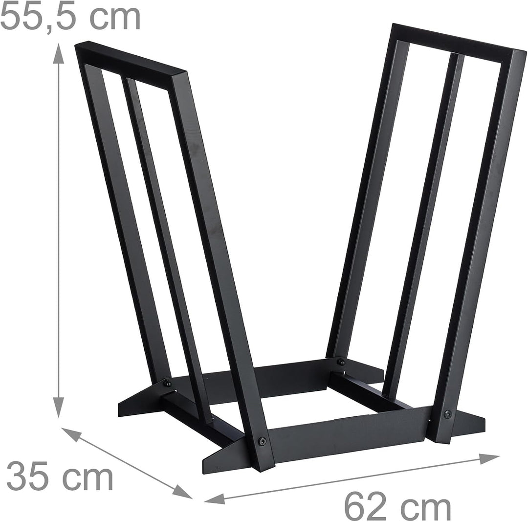 Relaxdays Kaminholzregal, Metall, HBT: 55,5 x 62 x 35 cm, Brennholzregal für Feuerholz, Stapelholz,