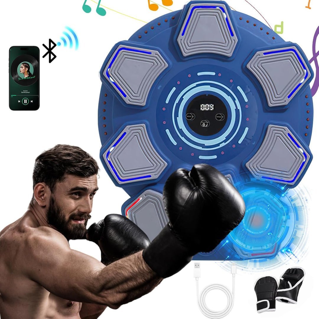 Music Boxing Machine für Erwachsene, Wandmontierte LED Licht Bluetooth Musikboxing Maschine Blau-8 S