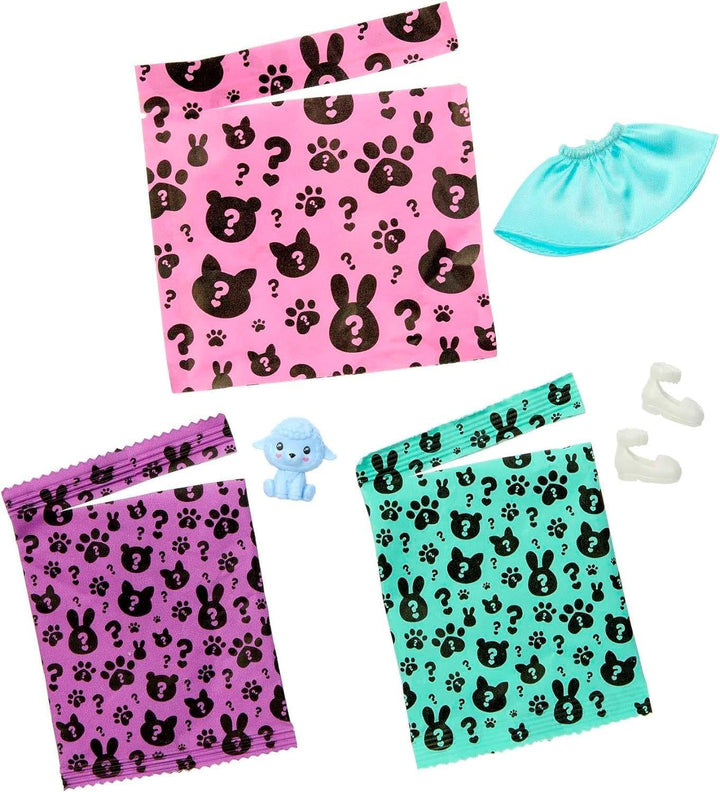 Barbie Cutie Reveal - Chelsea-Puppe mit 6 Überraschungen, Plüschlamm, Moden, Accessoires, Kuscheljac