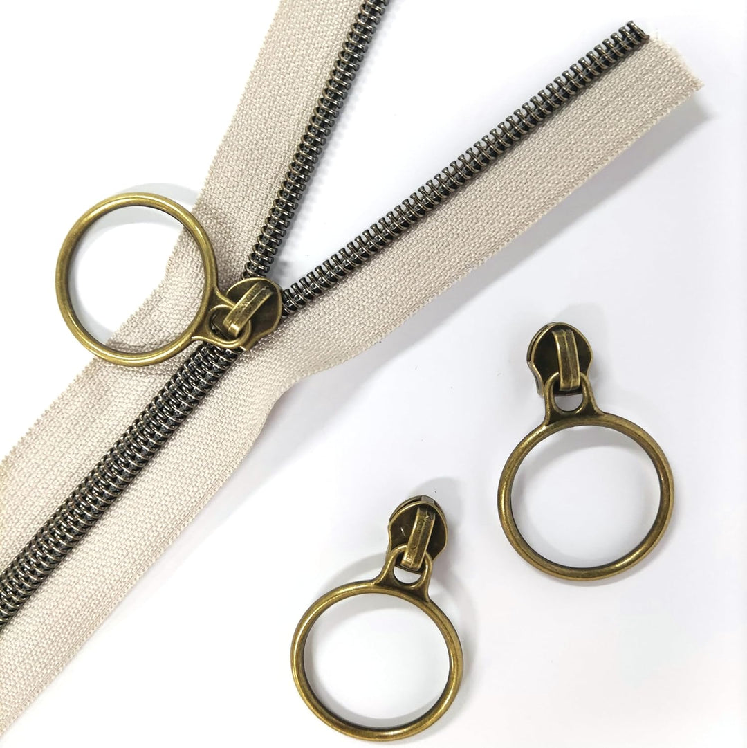 Leekayer The Yard Bulk 5 Stück 9,1 m Metallic-Nylon-Reissverschlüsse mit 25 antiken Messingringen fü