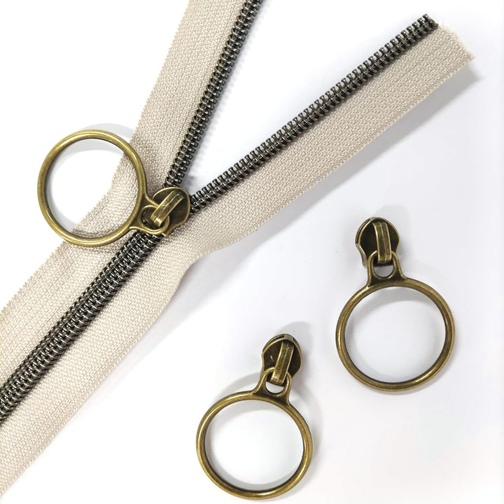 Leekayer The Yard Bulk 5 Stück 9,1 m Metallic-Nylon-Reissverschlüsse mit 25 antiken Messingringen fü