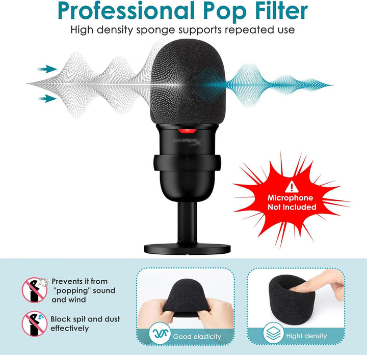 HyperX SoloCast Mikrofon Arm Weiss - Professioneller Studio Desktop Ständer Mikrofonarm mit Schaumst