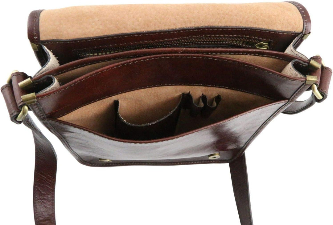Tuscany Leather TL Messenger Umhängetasche aus Leder mit zwei Fächer Honig, Honig