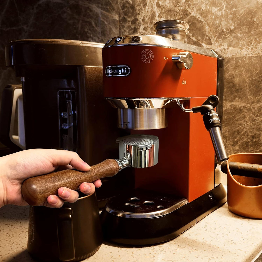 Bodenloser Siebträger 51mm mit Espresso Puck Screen, Siebträger 51mm kompatibel DeLonghi Dedica EC68